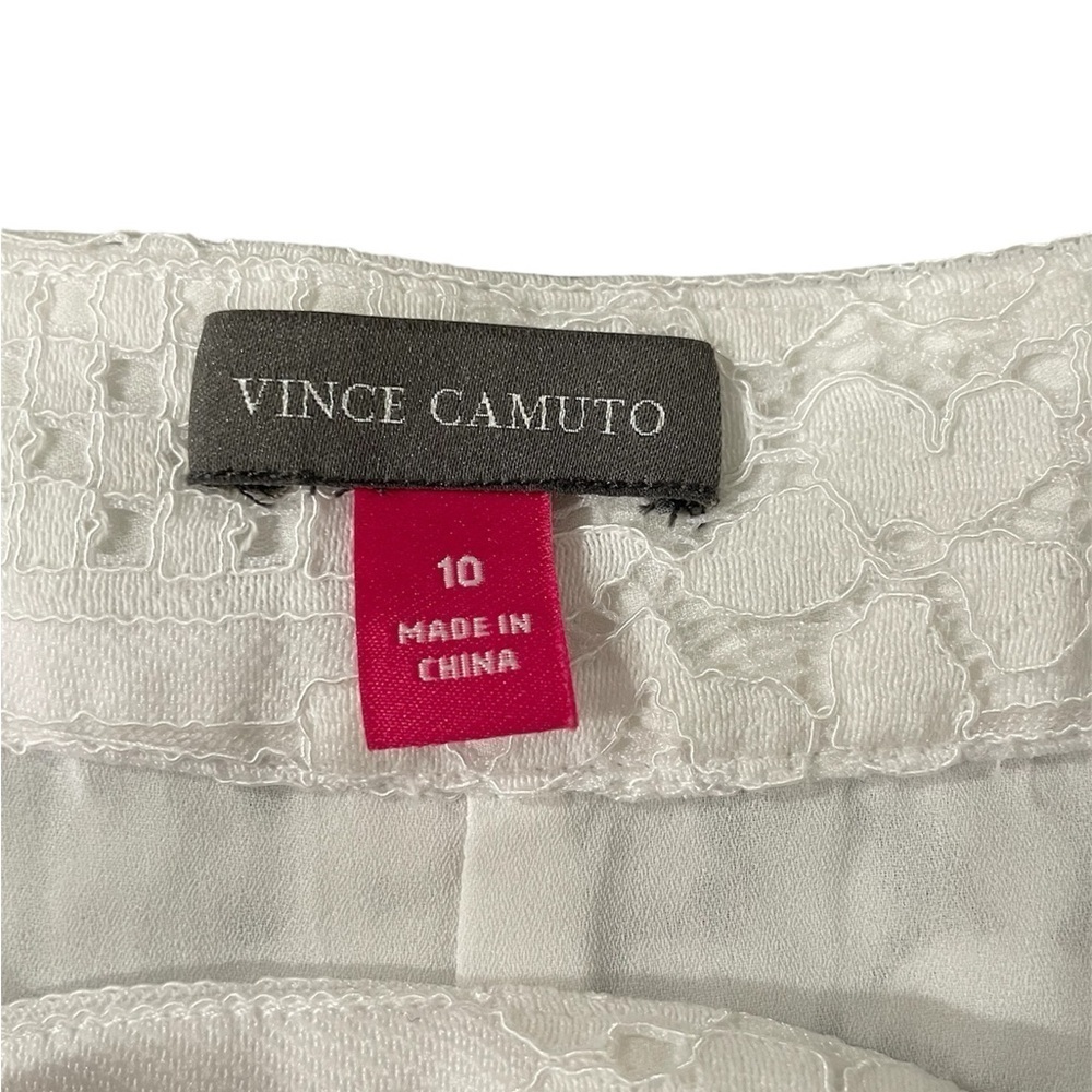 Camuto White Lace Overlay Lined Wide-Leg Crop Dress Pants Womens Sz 10 - Picture 6 of 7